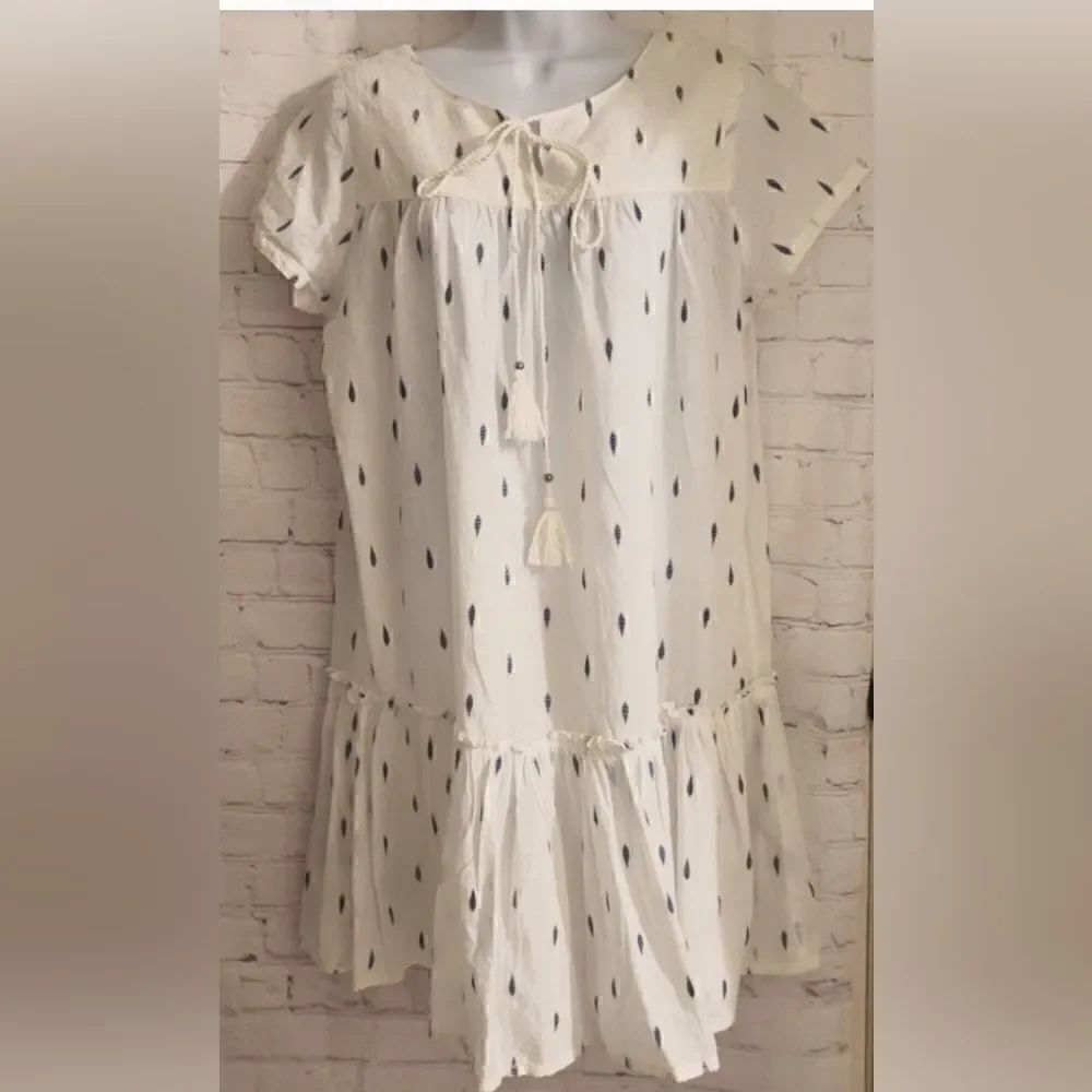 NEW Star Mela From Anthropologie White Cotton Relaxed Tiered Dress Sz.S Ret $235